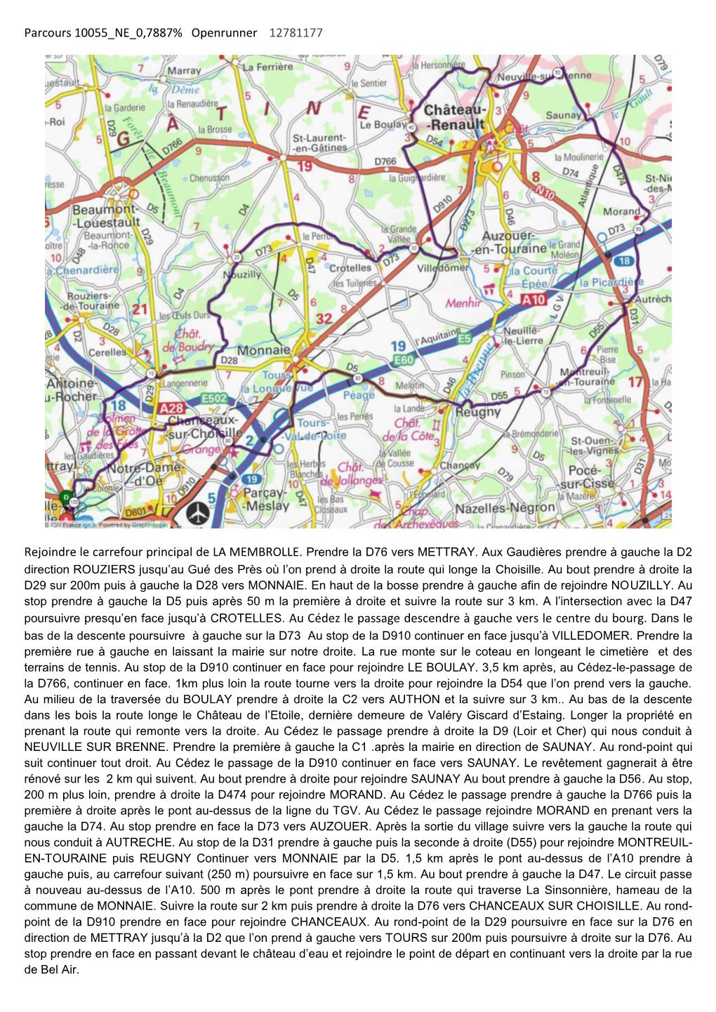 Parcours 10055 NE 0,7887% Openrunner 12781177 Poursuivre Presqu'en Face Jusqu'à CROTELLES. Au Cédez Le Passage Descen