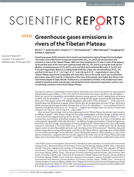 Greenhouse Gases Emissions in Rivers of the Tibetan Plateau