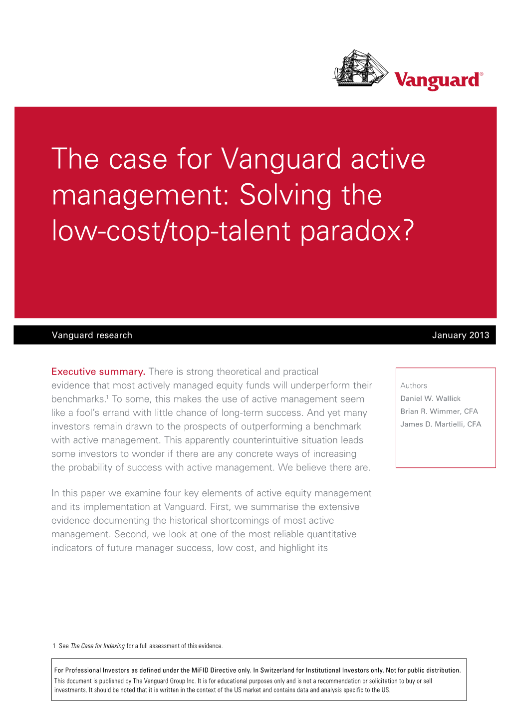 The Case for Vanguard Active Management: Solving the Low-Cost/Top-Talent Paradox?