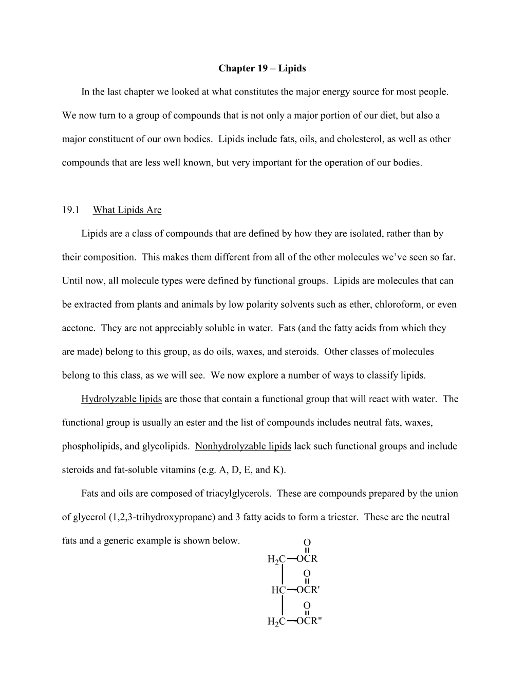 Chapter 19 – Lipids