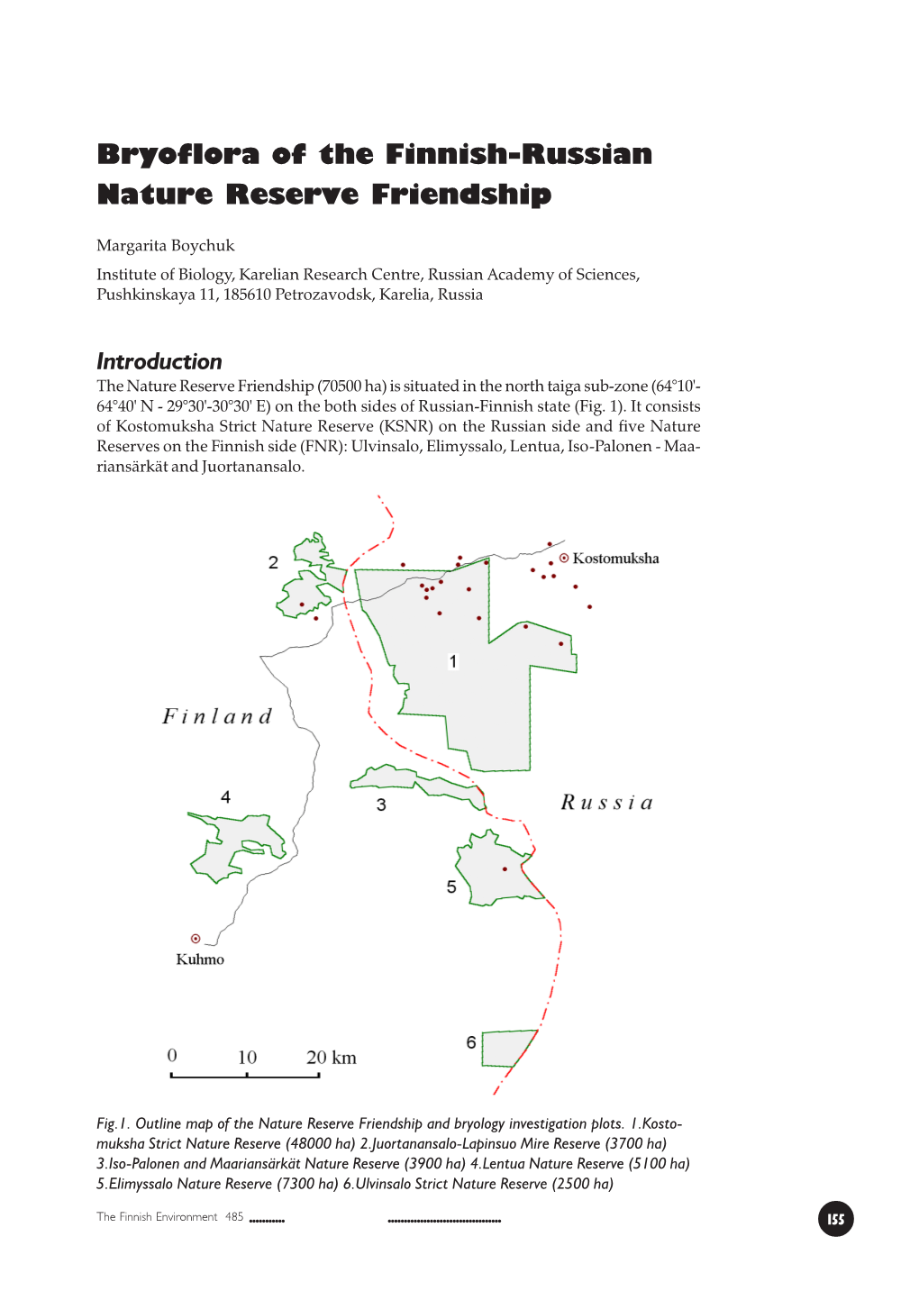 Bryoflora of the Finnish-Russian Nature Reserve Friendship