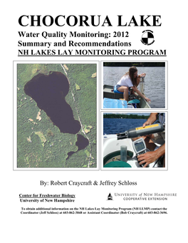 CHOCORUA LAKE Water Quality Monitoring: 2012 Summary and Recommendations NH LAKES LAY MONITORING PROGRAM