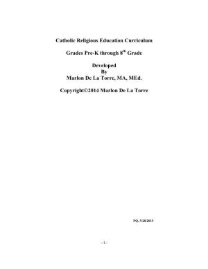 Catholic Religious Education Curriculum Grades Pre-K Through 8