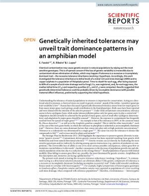 Genetically Inherited Tolerance May Unveil Trait Dominance Patterns in an Amphibian Model E
