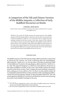 A Comparison of the Pāli and Chinese Versions of the Bhikkhu Saṃyutta, a Collection of Early Buddhist Discourses on Monks