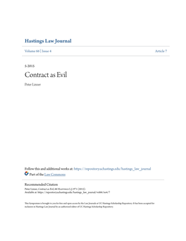 Contract As Evil Peter Linzer