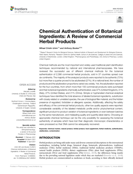 Chemical Authentication of Botanical Ingredients: a Review of Commercial Herbal Products