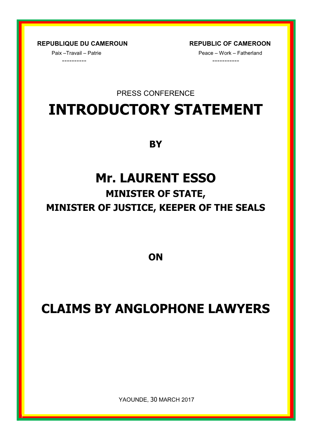 Introductory Statement