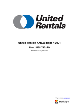 United Rentals Annual Report 2021