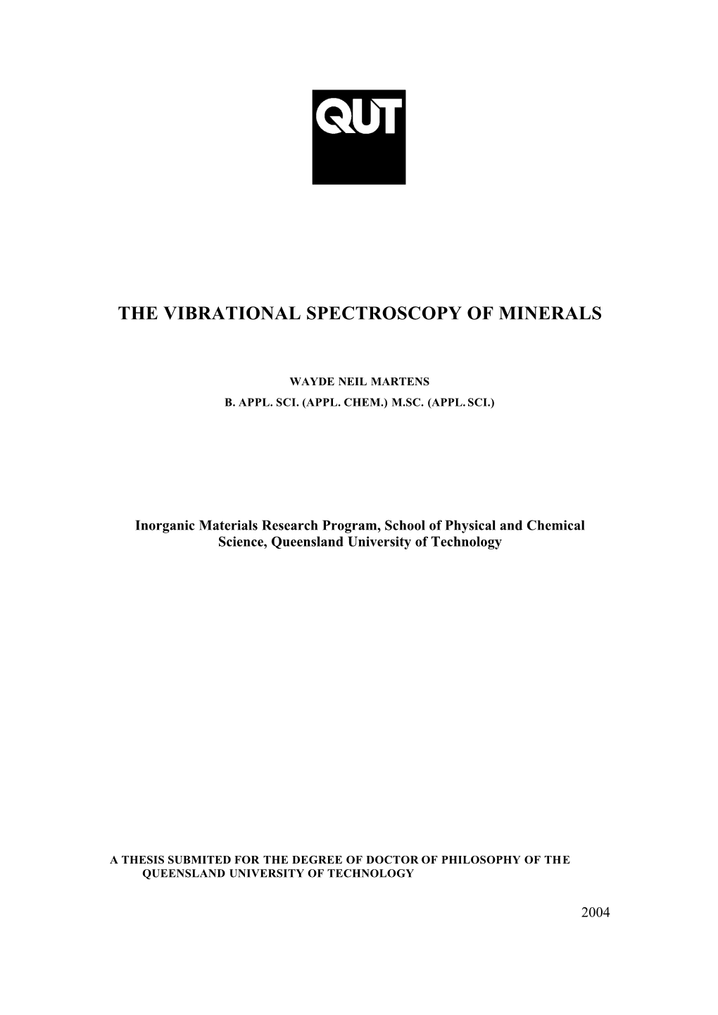 The Vibrational Spectroscopy of Minerals