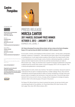 Press Release Mircea Cantor