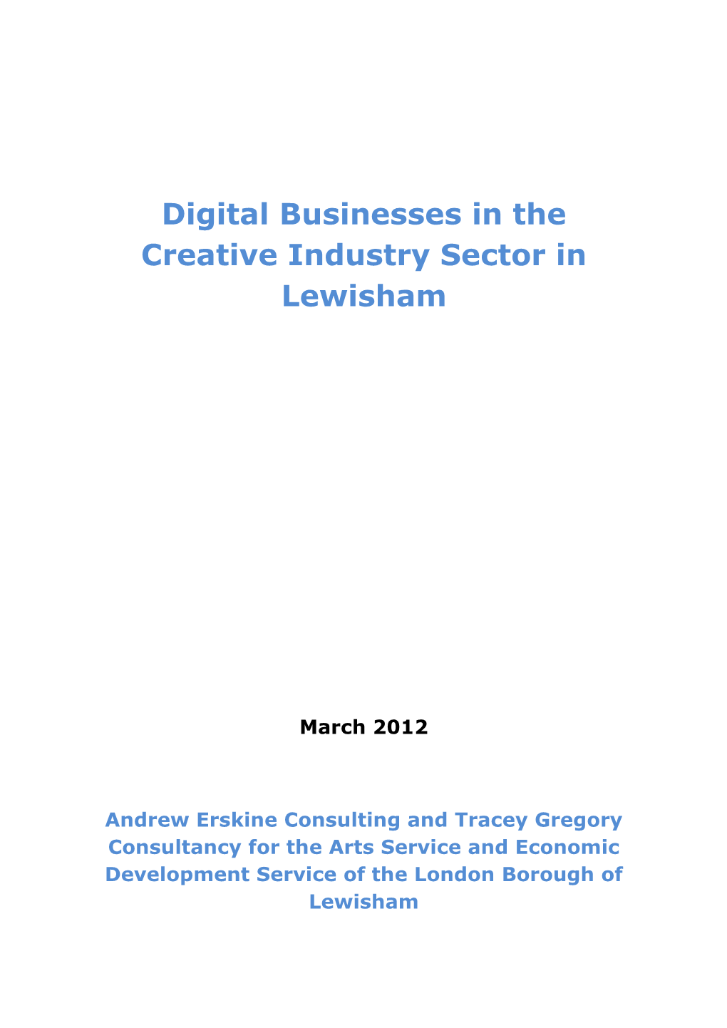 Digital Businesses in the Creative Industry Sector in Lewisham
