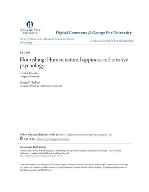 Flourishing: Human Nature, Happiness and Positive Psychology Chad A