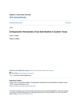 Endoparasitic Nematodes of Ips Bark Beetles in Eastern Texas