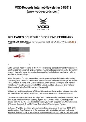 VOD-Records Internet-Newsletter 01/2012 (
