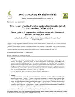 New Records of Subtidal Benthic Marine Algae from the State of Veracruz, Southern Gulf of Mexico