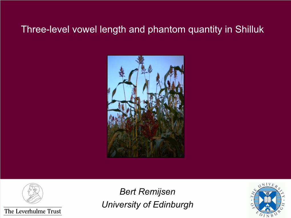 Three-Level Vowel Length and Phantom Quantity in Shilluk