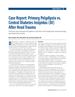 Primary Polydipsia Vs. Central Diabetes