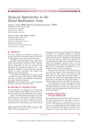 Surgical Approaches to the Distal Radioulnar Joint Gregory I