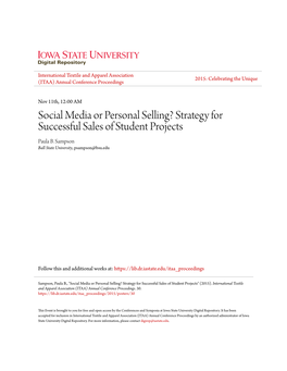 Social Media Or Personal Selling? Strategy for Successful Sales of Student Projects Paula B