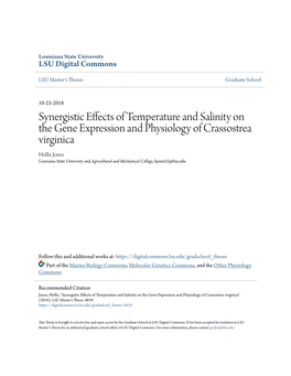 Synergistic Effects of Temperature and Salinity on the Gene Expression