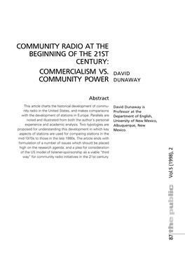 Community Radio at the Beginning of the 21St