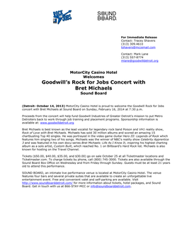 Goodwill's Rock for Jobs Concert with Bret Michaels