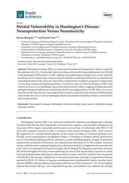 Striatal Vulnerability in Huntington's Disease: Neuroprotection Versus