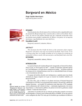 Borgward En México Hugo Valdés Manríquez Hugoval63@Yahoo.Com.Mx