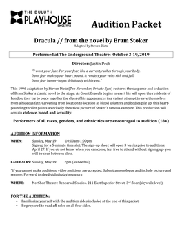 'Dracula' Audition Packet Here