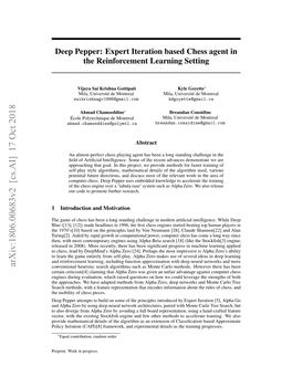 Deep Pepper: Expert Iteration Based Chess Agent in the Reinforcement Learning Setting