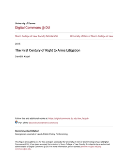 The First Century of Right to Arms Litigation
