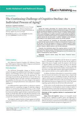 The Continuing Challenge of Cognitive Decline: an Individual Process of Aging?