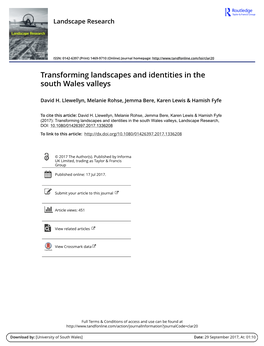 Transforming Landscapes and Identities in the South Wales Valleys