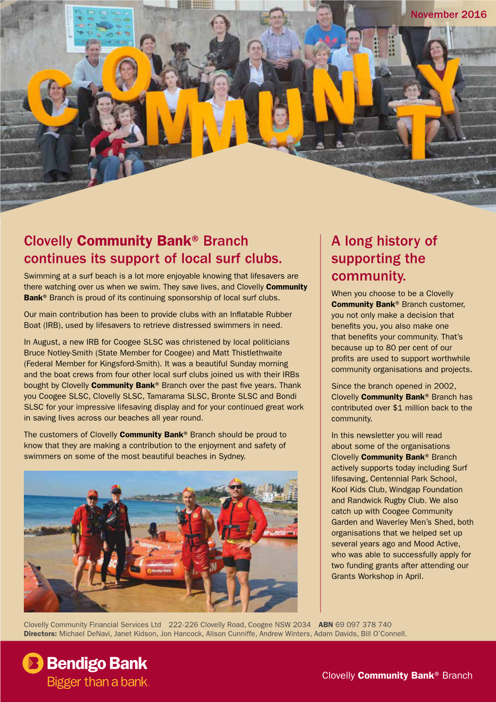 Clovelly Community Bank® Branch Continues Its Support of Local Surf