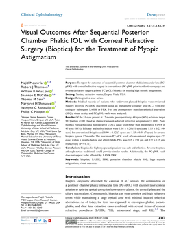 Visual Outcomes After Sequential Posterior Chamber Phakic IOL with Corneal Refractive Surgery (Bioptics) for the Treatment of Myopic Astigmatism