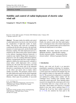 Stability and Control of Radial Deployment of Electric Solar Wind Sail