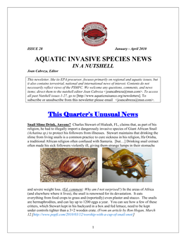 AQUATIC INVASIVE SPECIES NEWS in a NUTSHELL Joan Cabreza, Editor