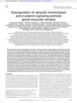 Dysregulation of Ubiquitin Homeostasis and Β-Catenin Signaling Promote Spinal Muscular Atrophy Thomas M