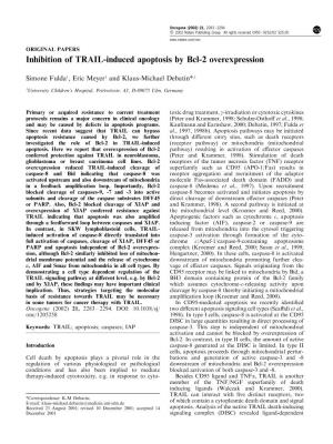 Inhibition of TRAIL-Induced Apoptosis by Bcl-2 Overexpression