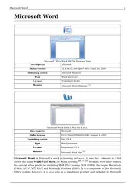 Microsoft Word 1 Microsoft Word