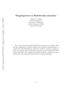 Steppingstones in Hamiltonian Dynamics
