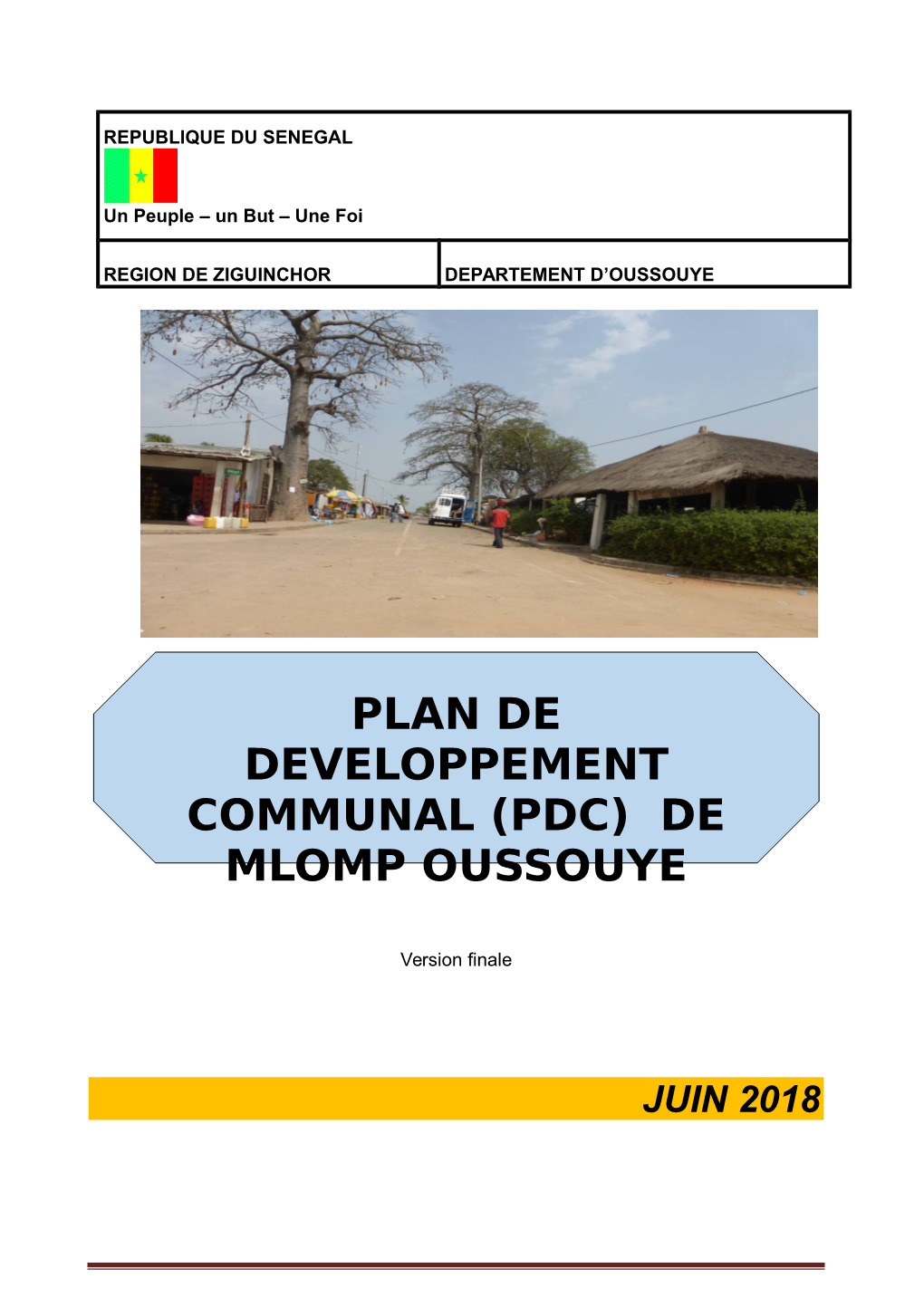 Plan De Developpement Communal (Pdc) De Mlomp Oussouye