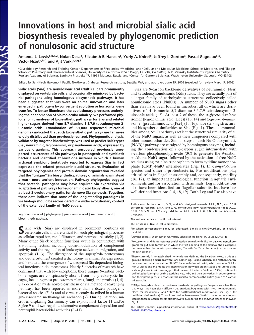 Innovations in Host and Microbial Sialic Acid Biosynthesis Revealed by Phylogenomic Prediction of Nonulosonic Acid Structure