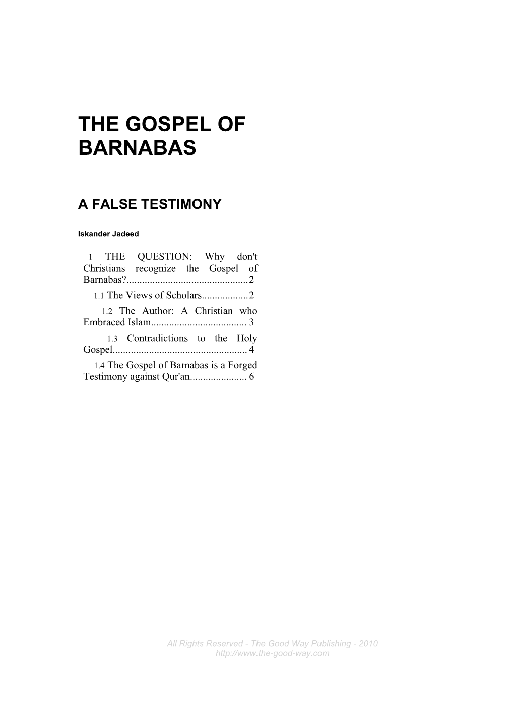 The Gospel of Barnabas