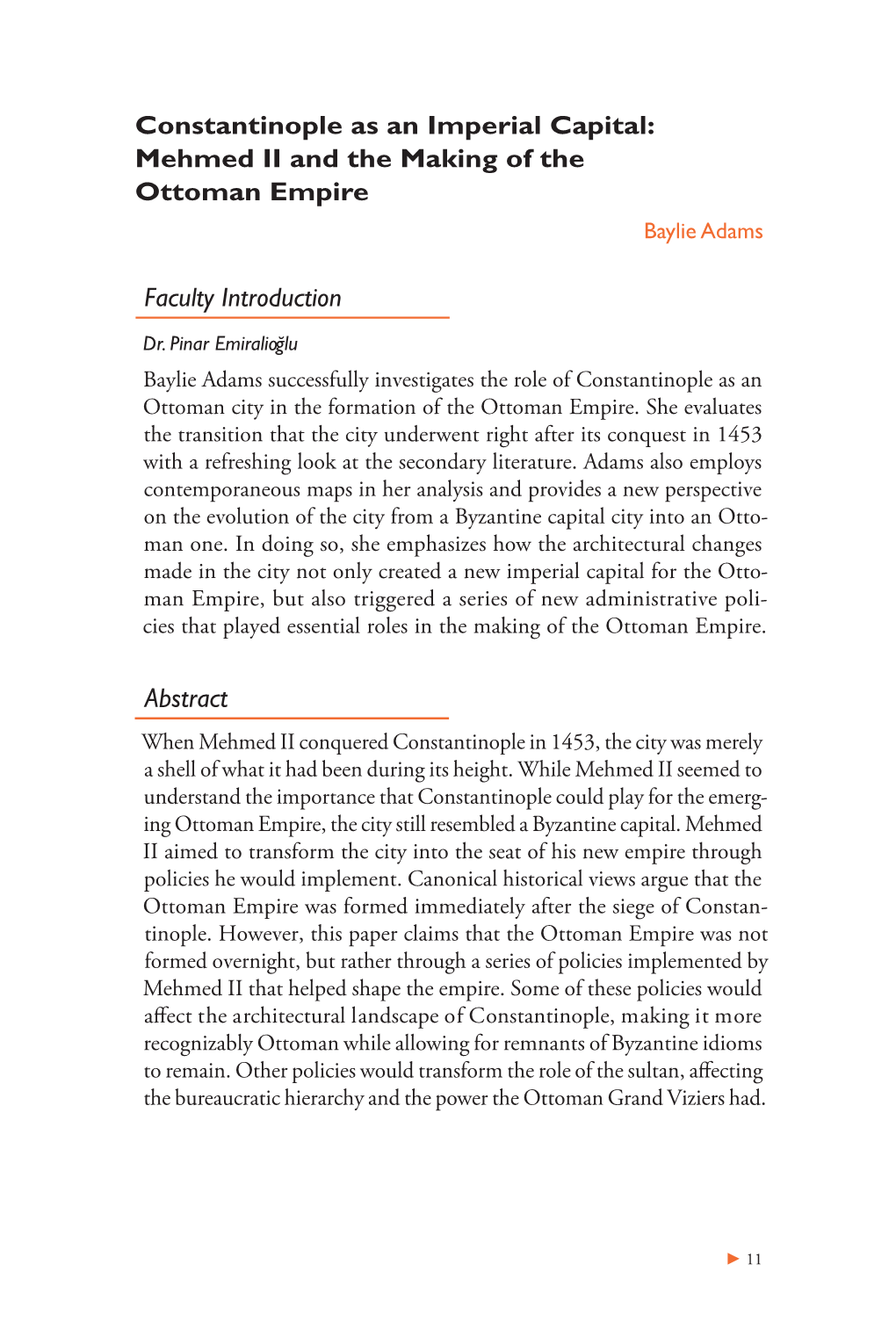 Faculty Introduction Abstract