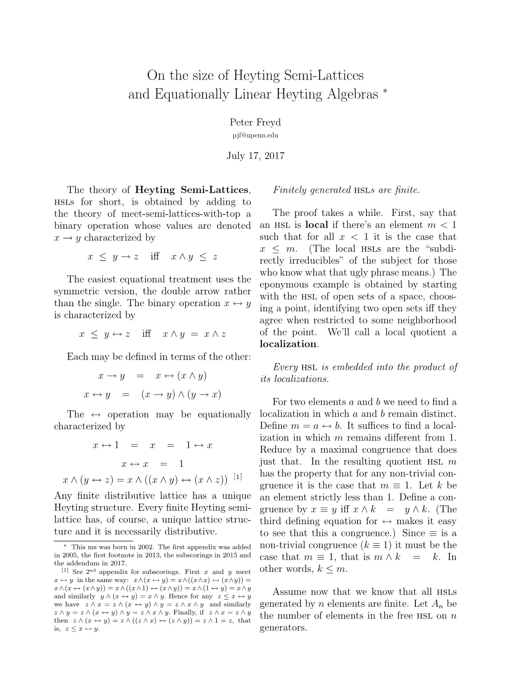 On the Size of Heyting Semi-Lattices and Equationally Linear Heyting Algebras ∗