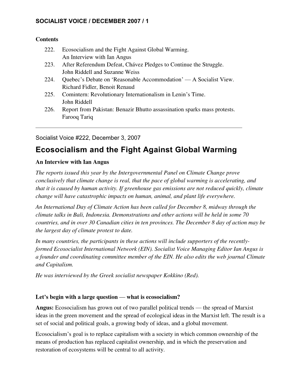 Ecosocialism and the Fight Against Global Warming