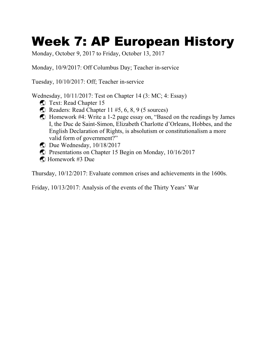 Week 7: American Studies GP
