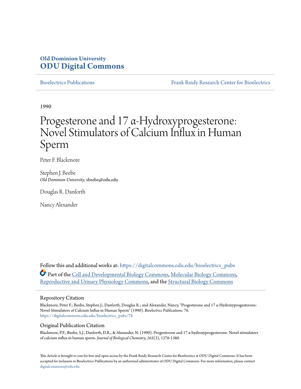 Progesterone and 17 Α-Hydroxyprogesterone: Novel Stimulators of Calcium Influx in Human Sperm Peter F